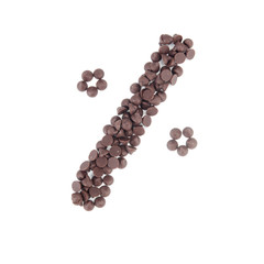 Percentage sign made from chocolate chips