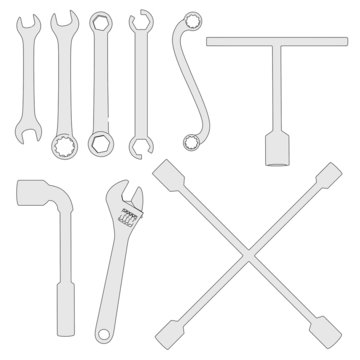 2d cartoon image of wrenches