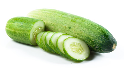 Cucumber and slices isolated