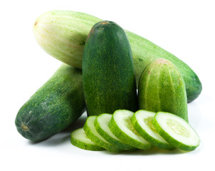 Cucumber and slices isolated
