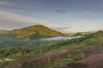 Obraz premium Krungshing fog view point/ sea of fog, at Noppitam, Nakhon Si Th