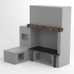 3d render of old oven