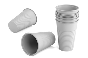 3d render of plastic cups