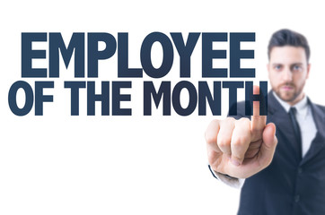 Business man pointing the text: Employee of the Month