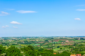 Fototapeta premium Agricultural fields in hilly landscape