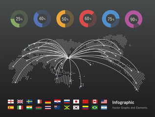 世界地図・グローバル・ネットワークイメージ・World map Vector