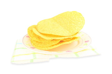  tostada corn tortilla shells on white background