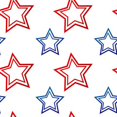 Samless pattern with red and blue stars