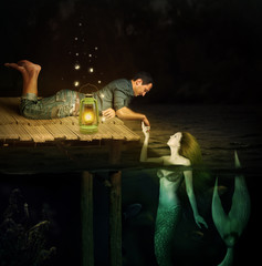 handsome men and beautiful mermaid