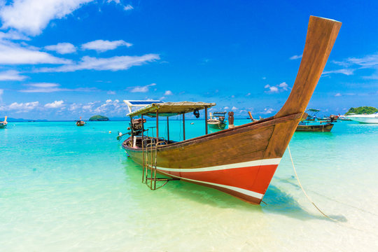 Paradise Island with a Long tail boat, Koh Lipe