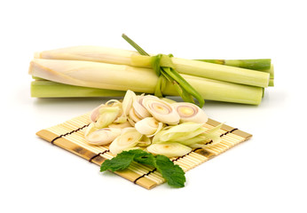 Lemon Grass Slice on white background.