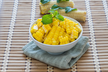 Steamed Corn in a Bowl.