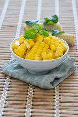 Steamed Corn in a Bowl.