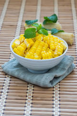 Steamed Corn in a Bowl.