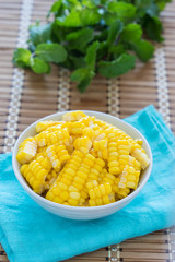 Steamed Corn in a Bowl.