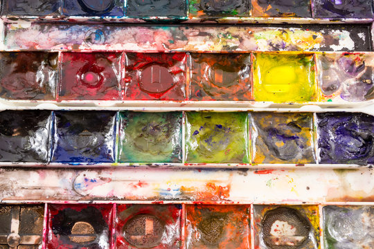 Closeup of Artist Child Used Paints