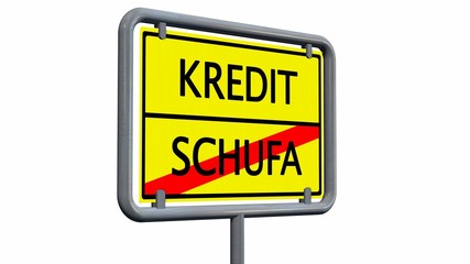 Kredit / Schufa Schild isoliert