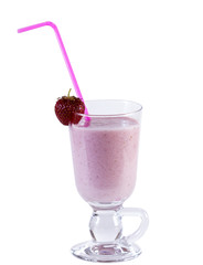 Milk shakes from different fruits isolated on white