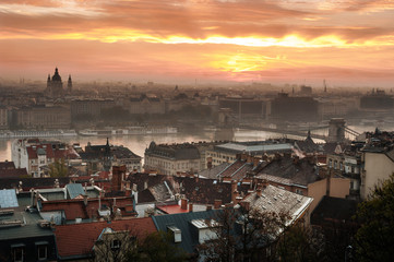 Fototapeta na wymiar Sunrise cityscape Budapest Hungary