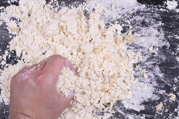 Knead flour by hand
