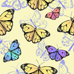 Seamless pattern of butterflies