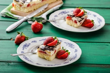 Mom's dessert with fresh strawberries