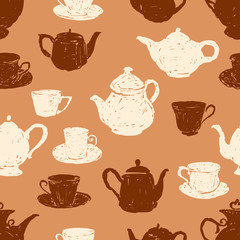 pattern of the teacups and the teapots
