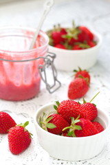 Fresh strawberries and jam