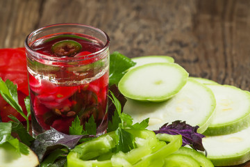 Sliced vegetables, selective focus