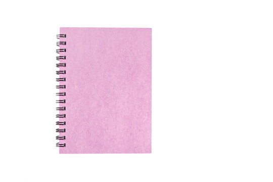 Pink notebook on isolated white