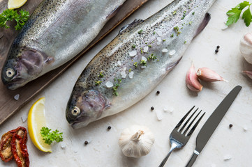 Two fresh trouts seasoned