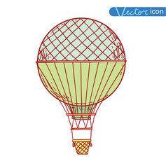 Naklejka premium Steampunk vintage hot air balloon, hand drawn vector illustration.