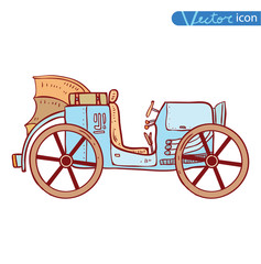 Fototapeta premium steampunk Retro cars, hand drawn vector illustration.