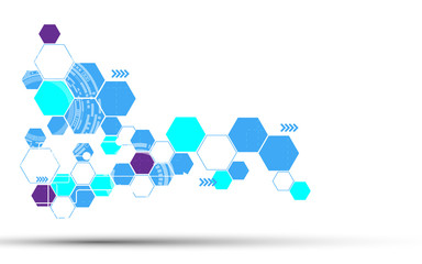 vector abstract hexagon technology concept white background