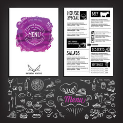 Food menu, restaurant template design. Flyer cafe. 