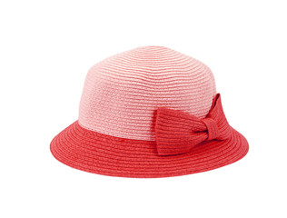 red straw hat for ladies on a white background