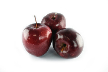 Group red apple on white background