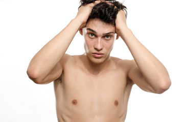 Fototapeta premium Crazy man upset exploding and frustrated. Man stressed and angry