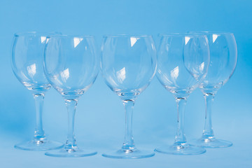 Five empty wineglass