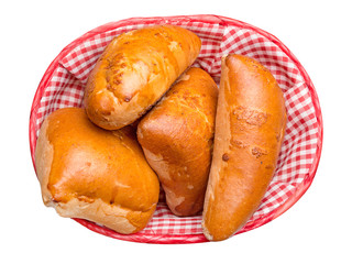 pies with cabbage in a basket