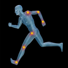 3D human man anatomy with articular pain