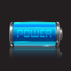 Vector battery -  realistic looking illustration with text power