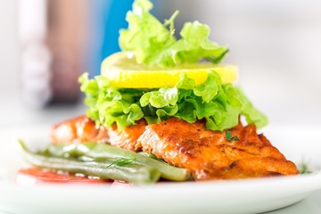 Gourmet, Salmon, Fine Dining.