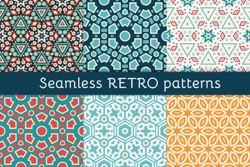 Set of six ethnic seamless patterns. 