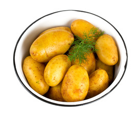 baby potatoes isolated on white