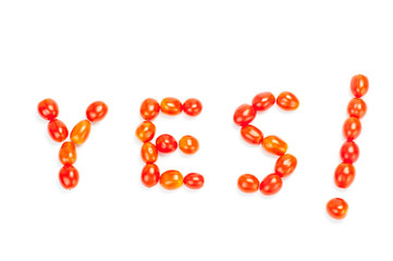 Word make from arrangement of cherry tomatoes