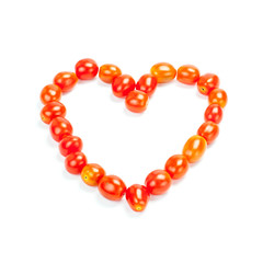 Heart arrangement from tomatoes