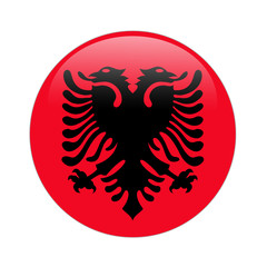 Albania flag button on white