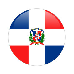 Fototapeta premium Dominican Republic flag button on white