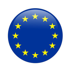 European Union flag button on white